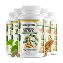 GreeNatr Ginko Biloba &amp; Panax Ginseng Suplemento - Red Ginseng for Memory and Focus - Ginkgo Biloba for Good Vision, Immune System and Improved Blood Flow (360 Tablets: 6 Bottles)