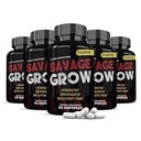 Justified Laboratories Savage Grow for Men - Testosterone Support Supplement for Strength, Endurance & Recovery - Tongkat Ali, Saw Palmetto - 60 Capsules (Pack of 5)