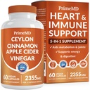 5-in-1 Ceylon Cinnamon Capsules 2355mg - Ceylon Cinnamon and Apple Cider Vinegar with Turmeric, Panax Ginseng, Cinnamon, and Bioperine, 60ct