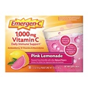 Emergen-C 1000mg Vitamin C Immune Support Powder Pink Lemonade 30CT includes Zinc, Manganese, 7 B Vitamins and Electrolytes for Back to School Essentials