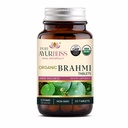 100% Organic Brahmi Tablets with Bacopa monnieri Extract, Ayurvedic Cognitive Support for Memory, Focus, and Mental Clarity, Herbal Brain Health Formula - 90 Count