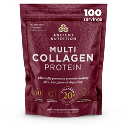Ancient Nutrition Collagen Peptides Powder, Multi Collagen Protein, Women & Men, Vitamin C, Probiotics, Hydrolyzed Collagen, Supports Skin, Joints, Gut Health, Unflavored, 100 Servings