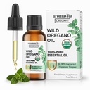 Aceite de orégano silvestre orgánico - 100% Aceite de orégano orgánico sin diluir puro con 86-90% Carvacrol, Immune Support - Planta base, Suplemento herbal - Vegan, No GMO, Gluten Free, 1fl.oz/30ml