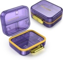 7 Caja de Píldora de Píldoras de Compartimiento, Caja de Píldora de Moistura, Caja de Píldora Pequeña para Púrpura de Bolsillo, Caja de Vitamina de Medicina Portátil, Caja de Petróleo de Pesca, Caja de Suplemento (Purple)