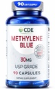 CDE Methylene Blue Capsules 30mg - Made in USA, 90 Days Supply - Pharmaceutical CDEMBC USP Grade, Third Party Lab Tested, Formaldehyde-Free, Non-GMO - Cellular & Cognitive Support