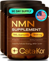 Cata-Kor NMN Supplement – 4-in-1 NAD Supplement with Quercetin | TMG | Resveratrol – NMNH Alternative – Supports Cellular Energy & NAD+ Levels – 180 Capsules – Third-Party Tested (3 Pack)