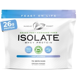 Muscle Feast Grass-Fed Whey Protein Isolate Powder, Unflavored (5lb)