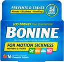 Bonine Raspberry Chewable Tablets for Motion Sickness, 16 (2 Pack), 16 Count (Pack of 2)