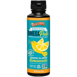 Suplemento líquido de aceite de pescado Omega 3 de Barlean para niños, limonada de Chirpin, 540 mg de EPA y DHA Fatty Acid, 8 oz