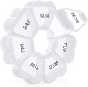 Large Weekly Pill Organizer, Pill Box 7 Day, KAPENS Daily Vitamin Case Large Capacity Compartments, Pill Containers for Fish Oil Medicine Supplements, White