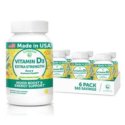 Lunakai USA Made Vitamin D3 Gummies 2000 IU - Non-GMO, Gluten-Free Vitamin D Gummies for Women & Men - Bone, Immune & Energy Support, 60ct, 6 Pack