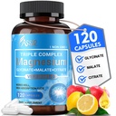 ASSR Triple Magnesium Complex – 300mg Magnesium Supplement with Glycinate, Malate & Citrate – Supports Relaxation, Muscle & Nerve Function – High Absorption, Vegan, Non-GMO, 120 Capsules