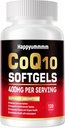 CoQ10-400mg-Softgels with PQQ, Omega-3, Coenzyme Q10(Ubiquinone) Supplement for High-Absorption, Powerful-Antioxidant, Support Heart & Energy-Production, 120 Servings.