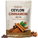 Ceylon Cinnamon Softgels,300 Softgels Cinnamon Supplements Made with MCT Oil, Liposome Highly Bioavailable Extract, Energy & Metabolism Support, Non-GMO, Gluten Free, Vegan Friendly