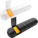 Weekly Pill Organizer 2 Times a Day, Travel Pill Box 7 Day Extra Large Compartments Vitamin Holder, Daily Pill Container 7day XL Medicine Dispenser for Fish Oil Case (2PCS Black-White)
