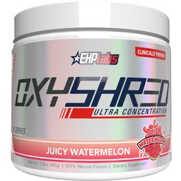 EHP Labs OxyShred Pre Workout Powder - Juicy Watermelon, 33 Servings | Supports Energy, Focus and Endurance with Acetyl L Carnitine and L Glutamine, Thermogenic Formula, Sugar Free, Zero Jitters