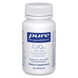 Encapsulaciones puras CoQ10 120 mg - Coenzima Q10 Suplemento para la salud cardíaca, energía, antioxidantes, salud cerebral y memoria - salud celular, cognición " soporte cardiovascular* - 30 cápsulas