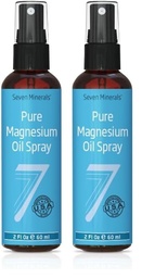 Seven Minerals Travel Size Pure Magnesium Oil - USP Grade Magnesium Spray, No Unhealthy Trace Minerals - from Ancient Underground Permian Seabed in USA, Free eBook Included (2 fl oz) (Pack of 2)