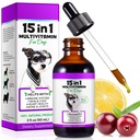 Dog Multivitamin, 15 in 1 Dog Multivitamin Liquid Drops Supplements, Dog Vitamins for Support Skin & Coat, Heart Health, Bones, Joint, Immune System Support, 60ml