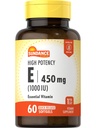 Sundance High Potency Vitamin E | 450mg (1000 IU) | 60 Softgels | Essential Vitamin Supplement | Non-GMO and Gluten Free Formula