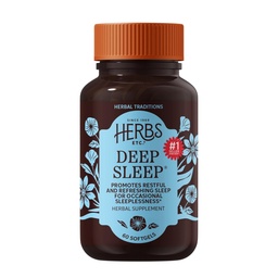 Herbs Etc. Deep Sleep Softgels - Herbal Sleep Support Suplemento - Rest &amp; Calming Support with Passionflower, Chamomile & Lemon Balm - 60 Softgels (60 Servings)