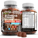 15in1 Mushroom Gummies with Lion's Mane Turkey Tail Cordyceps Reishi Chaga Sweet Toot Maitake Meshima Poria Cocos Shiitake Tremella, Oyster Agaricus Mushrooms for Men and Women Supplement Clean Nutra