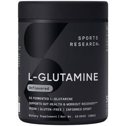 Sports Research® L-Glutamine - Recuperación de entrenamiento, Immune Health & Gut Health Support - 5 G Por Serving - 10.58 Oz