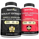 Nutrivein Premium Shilajit Capsules y Fadogia Agrestis Suplemento Bundle: Potente Shilajit para Mujeres y Hombres + Fadogia Agrestis con Tongkat Ali Suplemento para el rendimiento, resistencia, " Vitality