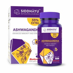 Siddhayu by Baidyanath Ashwagandha 80 Tablets | Immunity Booster, Strength & Stress Support | Ayurvedic Supplement | 100% Pure Ashwagandha Root Extract | Natural Immunomodulator