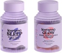 Lemme Sleep & Glow Bundle - Sleep Gummies, a Drug-Free Nighttime Aid & Glow Biotin & Collagen Hair Gummies for Strong, Thick Hair & Reduced Shedding - Gluten/Gelatin Free, Non-GMO - 60 Ct. Each