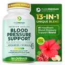 Suplementos de Premium Blood Pressure con Berry Hawthorn, Hibiscus, Ajo &amp; Vitamina B12- Suplemento de óxido nítrico para la salud normal del corazón, Circulación Salud &amp; Presión arterial - 180ct