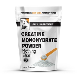 ¡Es sólo! - Polvo de Monohidrato de Creatina, Polvo de Creatina Pura, Hecho en EE.UU., Laboratorio de 3er Partido Tested, 5g Por Serving, Scoop Incluido, No Fillers, No Añadido Flavor (Desarrollado, 500g / 100 Servings)
