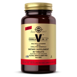 Solgar Fórmula VM-75, 90 Tabletas - Multivitamina con Minerales Chelated - Vitamina A, B6, B12, C, D, E - Biotina, Magnesio, Calcio, Hierro, Zinc - Vegan, Gluten Gratis, Dairy Free, Kosher - 90 Servings