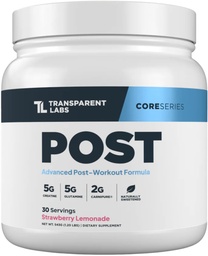 Laboratorios Transparentes Post - Post-Workout Recuperación Muscle Builder con L-Glutamine, Beta-Alanine y BetaPure Betaine Anhydrous para la recuperación del músculo y el edificio del músculo - 30 Servimientos, Strawberry Lemonade