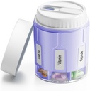 Organizador de botellas Daviky, organizador de suplementos con 7 grandes componentes, dispensador de pilas de viaje caja redonda con dos tapas (Purple)