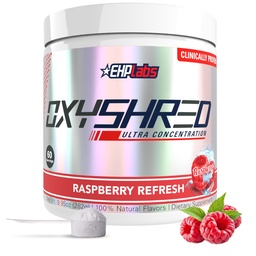 EHP Labs OxyShred Pre Workout Powder - Preworkout Powder con L Glutamine &amp; Acetyl L Carnitine, Energy Boost Drink - Raspberry Refresh, 60 Servings