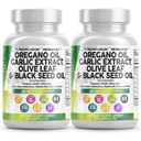 Nutracéuticos limpios Oregano Aceite de ajo Extracto Aceite de aceite de oliva - Soporte inmunitario &amp; Suplemento de salud digestiva para mujeres y hombres con vitamina D3 &amp; Zinc - 2Pack