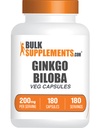 BulkSupplements.comginkgo Biloba Extract Capsules - Ginkgo Biloba Fuentes de hojas, Suplemento Herbal - Vegan, 1 Cápsula por Serving, 180 Conde (Pack of 1)