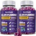 2 Packs Glucosamine Chondroitin Gummies - 3000MG Extra Strength Joint Support Supplement with MSM & Elderberry, Flexibility, Antioxidant Immune Support Gummy for Adults, Men &amp; Women