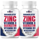 (2 Pack) InmunoBlaster Zinc Quercetin 500mg con vitamina D y C Antioxidante Immune Support High Potency Quercetin Zinc Suplemento para Hombres y Mujeres - Gluten, Soy, " Dairy Free - 120 Conde (Twin Pack)