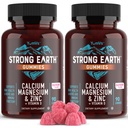 YUM-V'S Calcium, Magnesium, Zinc & Vitamin D Gummies, Cal Mag Chewable Supplement, Vegetarian Kosher Halal Natural Raspberry Flavor Gummies for Adults Women & Men - 90 Count (Pack of 2)