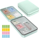 Restree Organizador semanal de píldoras, caja de proa de humedad magnética, caja de gran capacidad de viaje con tapa limpia interna para vitaminas, suplementos y medicamentos diarios 8 Compartimiento (Green)