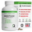 Restaurar 2 En 1 Colon Cleanse " Detox w/ Psyllium - Supports Digestion, Debloating " Constipation Relief for Women " Men, Gut Detox Cleanse w/ Magnesium ANTE Electrolyte Infused Colon Cleanser " Detox