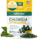 Sunlit Best Chlorella Spirulina Tablets - Organic USDA, Premium Spirulinas y Chlorella Capsules 500 Pills - Clorellas Superfood Natural con Spirulina Algae, Enzymes Chlorophyll & Vegan Protein
