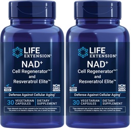 Life Extension NAD+ Regenerador celular y reveratrol Elite, NIAGEN nicotinamide riboside, Trans-resveratrol, quercetina, Fisetin, for Longevity, Energy, and oxidative Stress, 30 Vegetarian Capsule