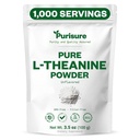 Purisure L-Theanine Powder, 100 g, Pure L Theanine Powder que promueve la relajación y el foco, Suplemento para la función cognitiva, No Fillers, No GMO, 1000 Servimientos