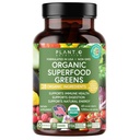 Planta.O Ecológico Super Verdes [Fruit & Veggie Suplemento] Alta Absorción Antioxidantes de polvo verde con Alfalfa, Hoja de remolacha, Cereza de tarta para soporte de inmuno, Gut Health, Energía, 60 tabletas de verduras
