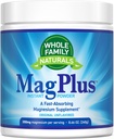 Suplemento de polvo de magnesio - MagPlus - Bebida de magnesio de calma natural - Suplemento de magnesio para los músculos, sueño y alivio del estreñimiento (sin sabor)