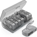 AUVON XL Organizador semanal de píldoras 2 veces al día, caja de píldoras 7 día con aperturas únicas grandes para fácil de usar, Gray AM PM caja de píldoras para medicamentos, vitaminas, aceites de pescado, suplementos