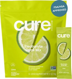 Cure Hydration ¦ Plant-Based Electrolyte Drink Mix Silencio No Añadido Sugar ← FSA-HSA Silencioso de alivio de la deshidratación Hecho con agua de coco